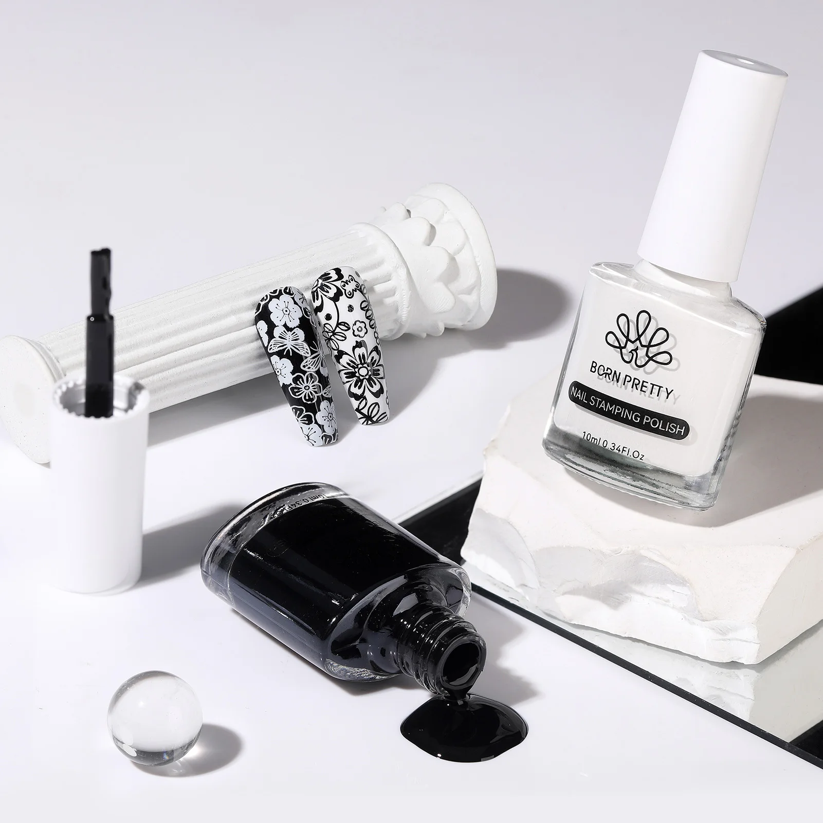 Nail Polish Nail Art Plate 1 Bottle Black White 10ml Stamping Gold Silver Color Nail Printing