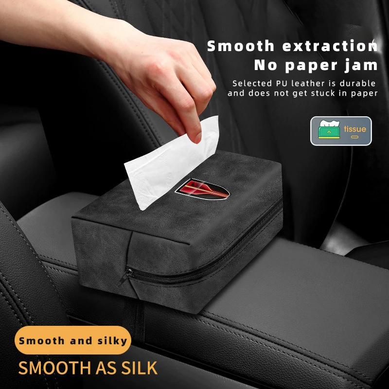 

Car Tissue Box For Hongqi HS5 H5 H9 HS7 H7 L5 HS3 L9 Seatback Hanging Tissue Holder Box With Fix Strap Auto Interior Accessories