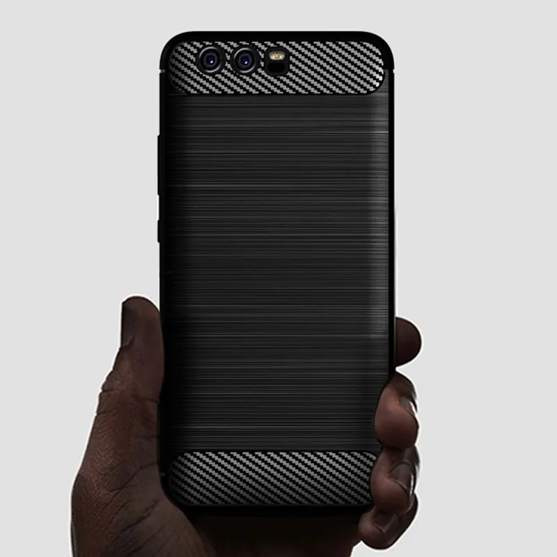 Luxury Brushed Texture Silicone Phone Case with Carbon Fiber Design