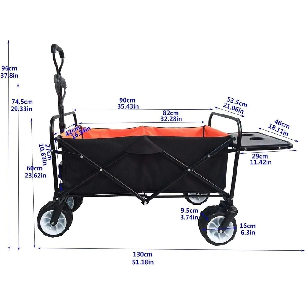 Collapsible Outdoor Utility Wagon Heavy Duty Folding Garden Cart Portable Hand Trolley Multifunctional Yard Supplies Degree