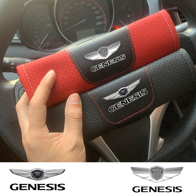 GetUSCart- 2Pcs Seat Belt Covers Shoulder Pads for Genesis, Embroidered  Logo Black Leather Car Seat Belt Pads Safety Belt Cover Pad for Genesis  Accessories (for Genesis)