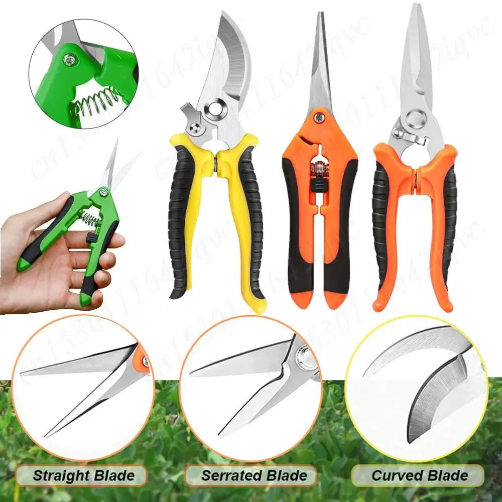 3Pcs Garden Pruning Shears Garden Scissors Set Safe Lock Handheld Clippers Plants Trimming Scissor for Harvesting Picking