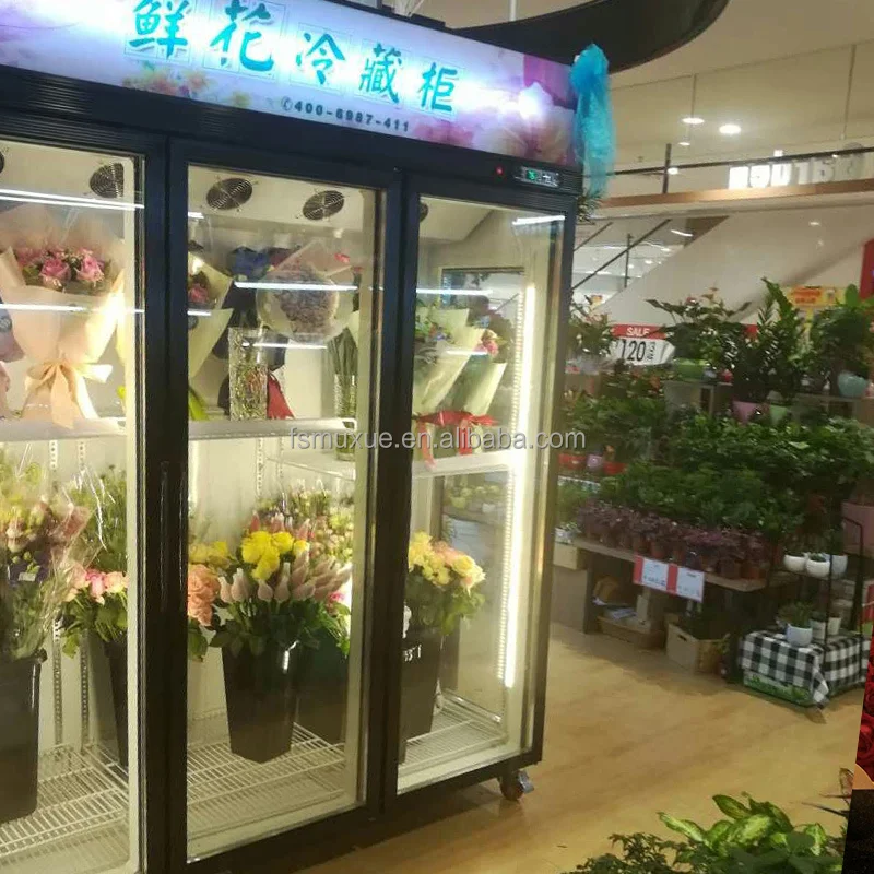 4 Glass Doors Flower Display Cooler Display Cabinet Cooler MX-XHG2500F Fresh Keeping Refrigeration Flower Black Ce R134a - Image 4