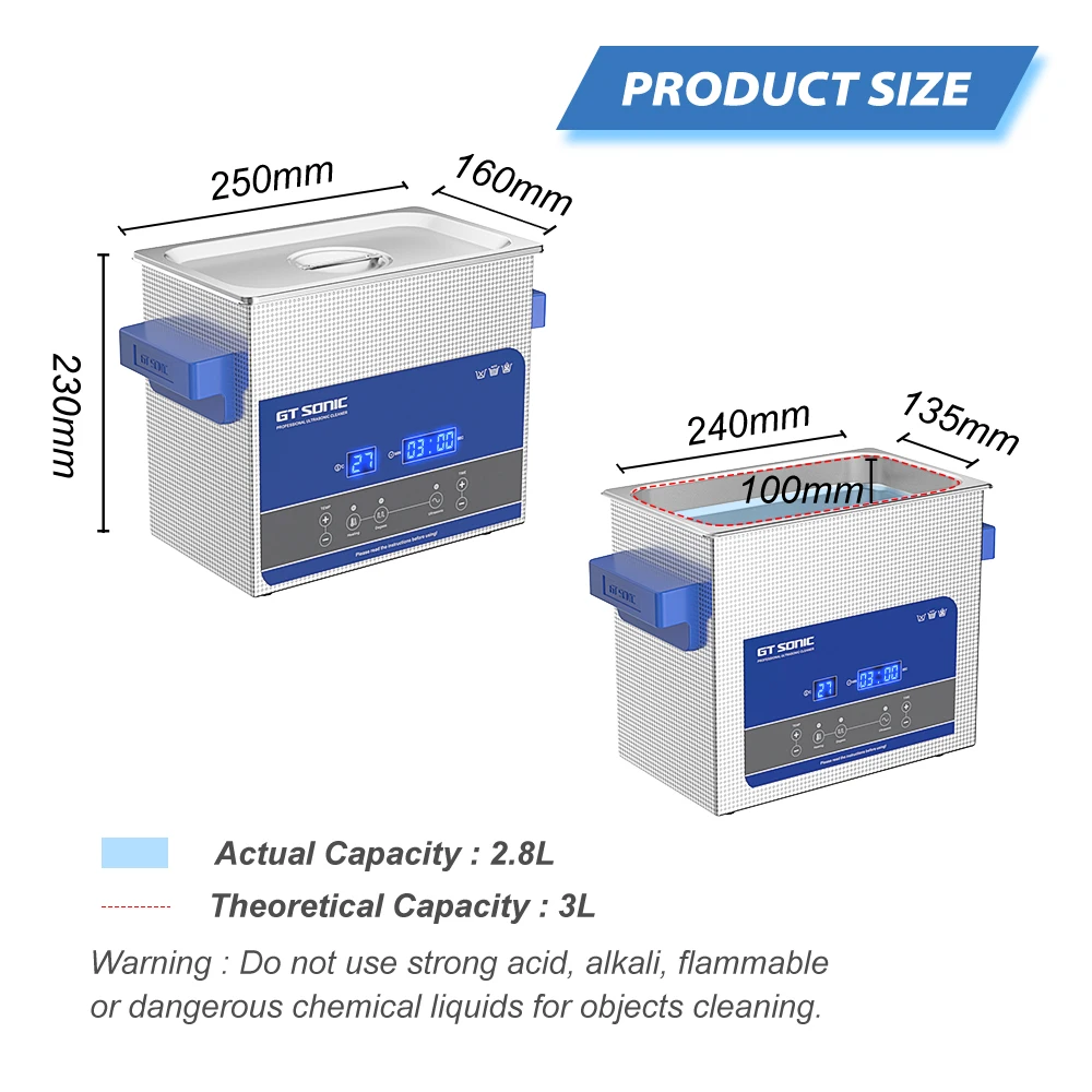 GTSONIC Ultrasonic Cleaner - 2L to 27L Digital Ultrasound Bath with Big Sale Price Description Image.This Product Can Be Found With The Tag Names Digital ultrasonic cleaner 6l, Ultrasonic cleaning machine 3l, Ultrasonic cleaning machine 6l