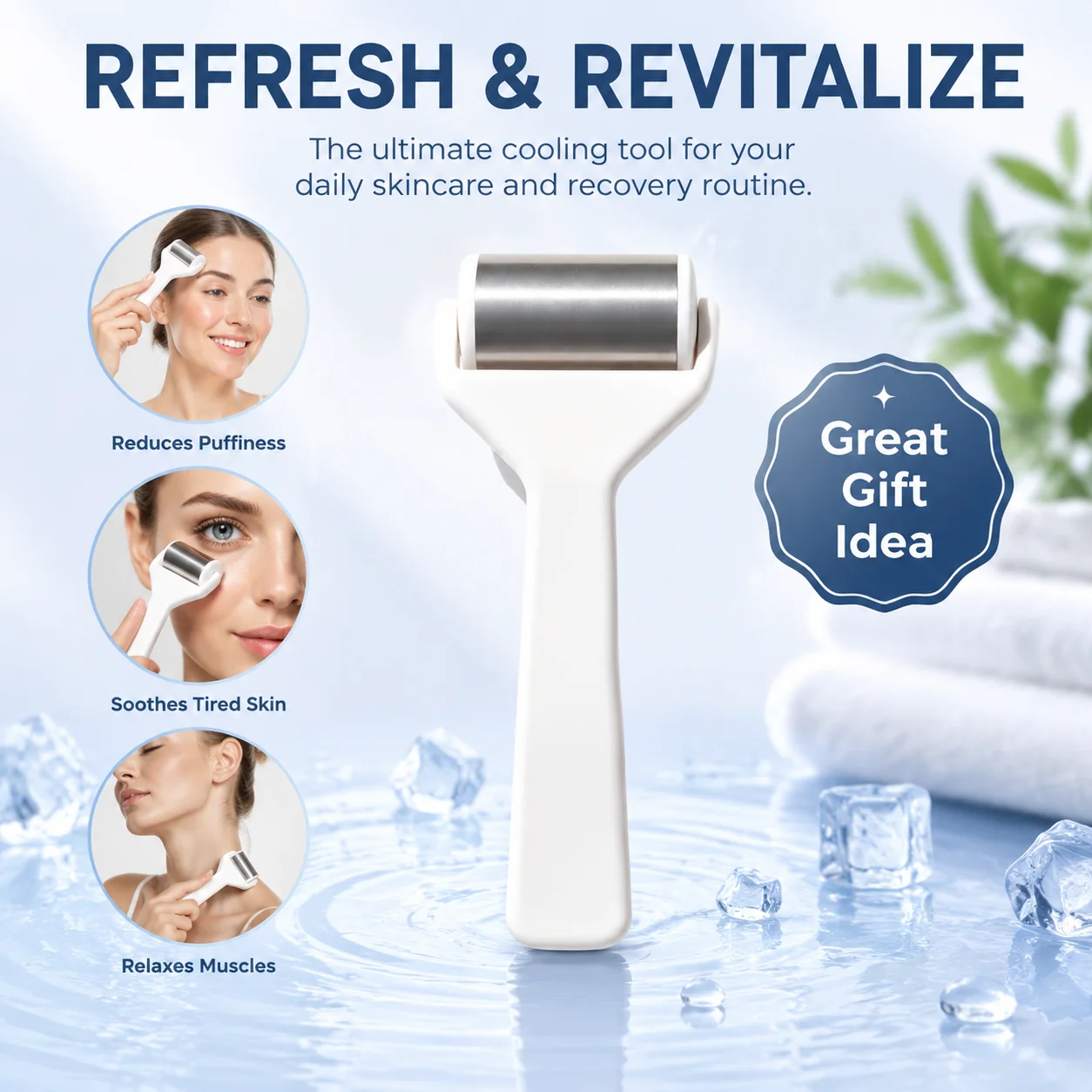 Revitalizing Ice Roller for Skin Rejuvenation and Anti-Aging Therapy