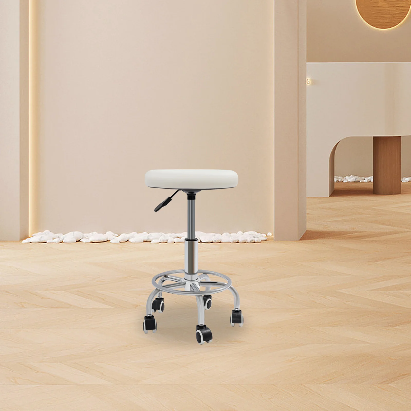 Professioneller Hydraulischer Friseurstuhl Verstellbarer Hocker mit 360° Drehung & Rollen für Friseursalon Schönheitssalon Massage – Detail 13