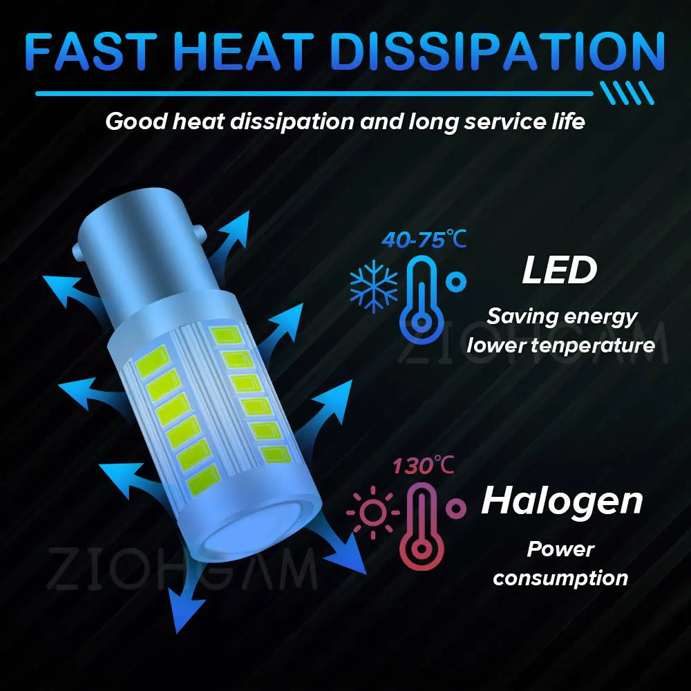 ZIOHGAM 1x Lamp W21W R10W T20 P21W 1157 1156 7440 7443 BA15S S25 BAY15D R5W WY21W P21/5W W21/5W Led Bulb 33smd Car Signal Light