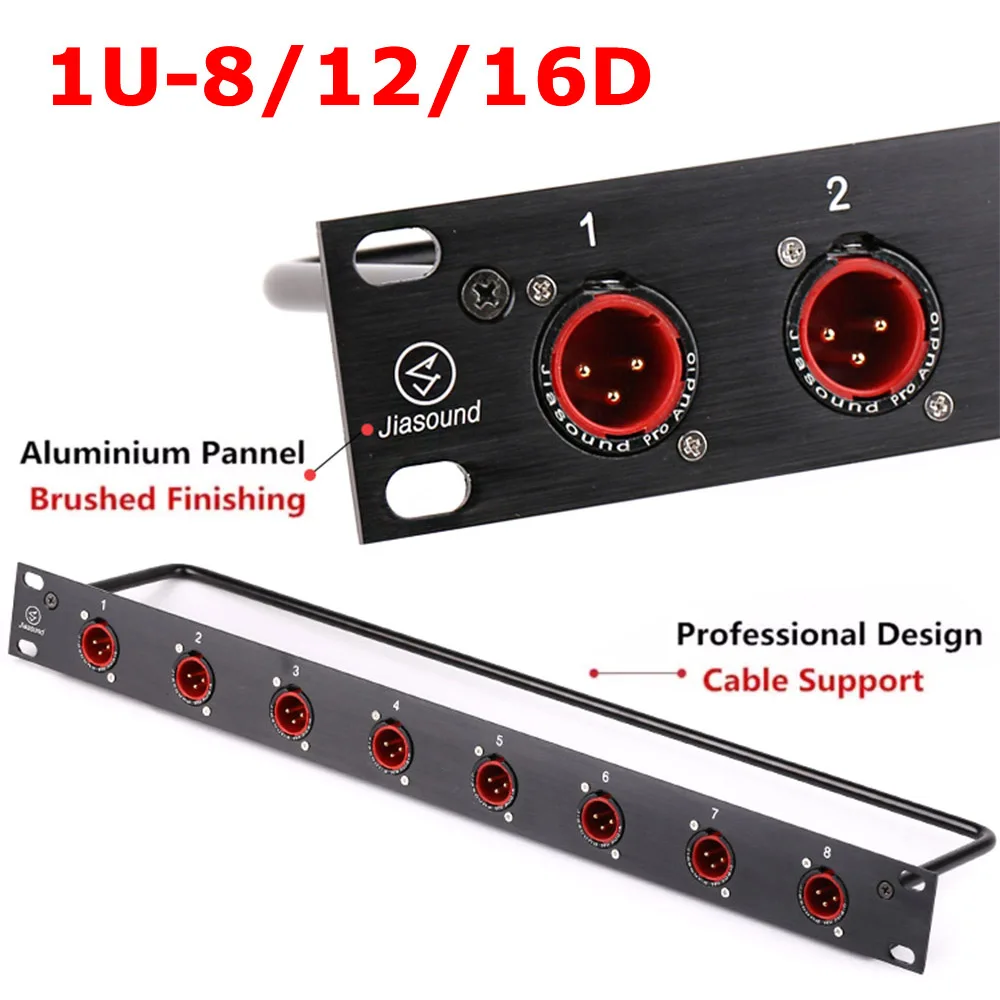 Rack Patch Panel 8 12 16 Vie Xlr Maschio Canon Connnector 1U Flight Case Mount Per Altoparlante Professionale Cavo Audio Mixer Dj