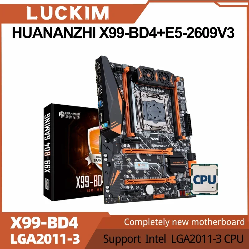 HUANANZHI X99-BD4 + E5-2609V 3 Поддержка Intel LGA2011-3 CPU 4 x DDR4 слот памяти, максимальная поддержка 128 ГБ