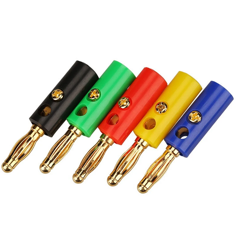 

100Pcs/lot 4mm Banana Plug Connector Wire Cable Audio Speaker Screw Banane Male Plugs Test Adapter 5 Colors