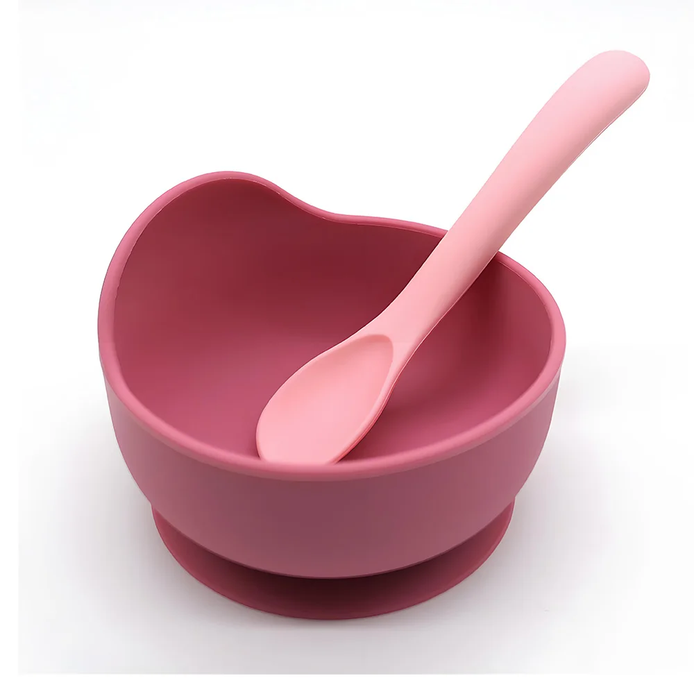 Children's tableware set Silicone bowl and spoon Milk powder bowl Suction bowl