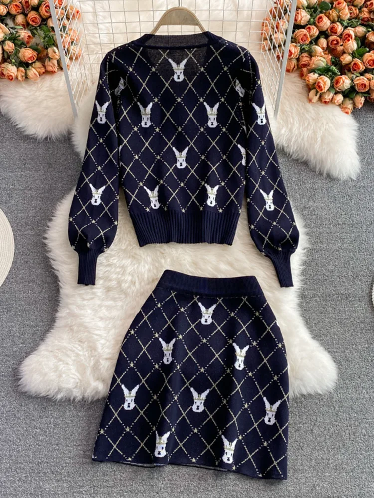 【Anyone more】[Two-Piece Set] Deck Muffler Cardigan Sk Set S4c57a016a61148ffb1d9cf4312758