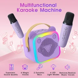 Wireless Bluetooth Speaker System with Microphone, Hi - Fi Surround Sound, Perfect (Purple 2 microphones)