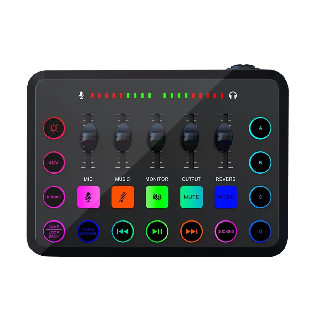 F11 Gaming Audio Mixer Streaming 5-Channel Mixer With XLR Microphone Interface For Game Voice Podcast 48V Phantom Power Supply audio mixer