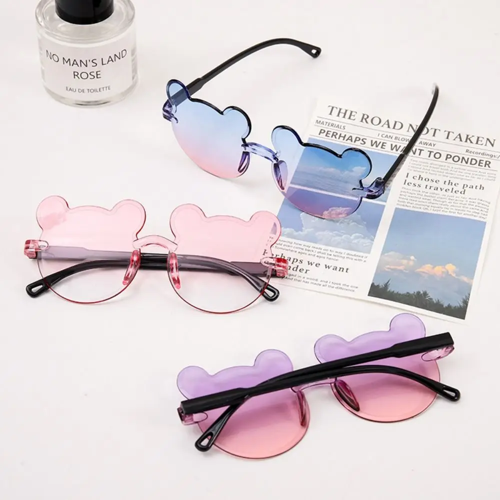 Polarized sunglasses vintage sunglasses cyberpunk sunglasses 1PC kids sun sunglasses bear shape children glasses cartoon rimless UV375 child eyeglasses outdoor anti-glare girl boys sunglass