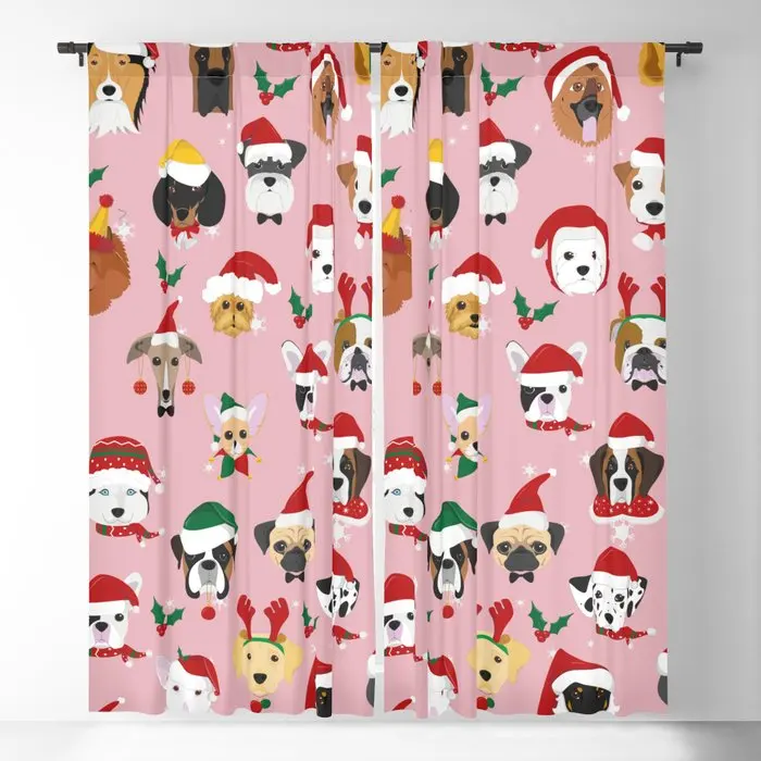 

Светонепроницаемые шторы с изображением рождественской собаки, оконные занавески с 3D принтом для спальни, гостиной, декоративные оконные принадлежности