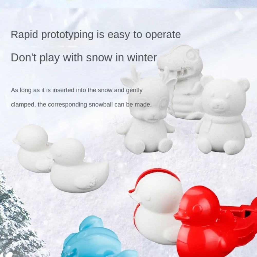 Snow Mold Snowball Maker Winter Snow Toys Snow Mold Tongs Cartoon Dinosaur Duck Shape Snow Sand Clip Mold Kid Snowball Fight 6