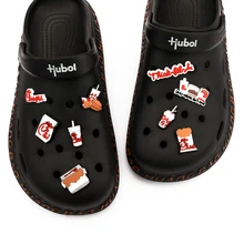 

9 Pcs Snack Cute Food Croc Shoe Charms Hamburger Series Garden Sandals Accessories Bracelet Pendant Children's Christmas Gifts