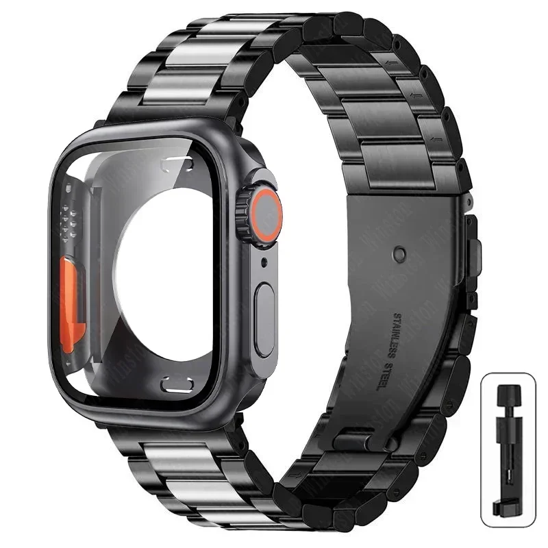 Premium Stainless Steel Watch Strap with Ultra Protective Case
