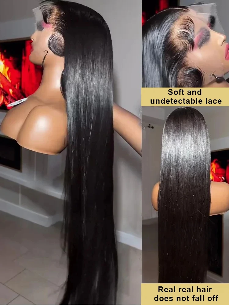 42 Inch13x4 Lace Front Wigs 200% Density 13X6 Lace Front Wig Pre Plucked 5X5 Straight Closure Wigs 3