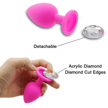 S/M/L 100%Silicone Butt Plug Anal Plugs Unisex Sex Stopper 3 Different Size Adult Toys for Men/Women Anal Trainer For Couples SM 2