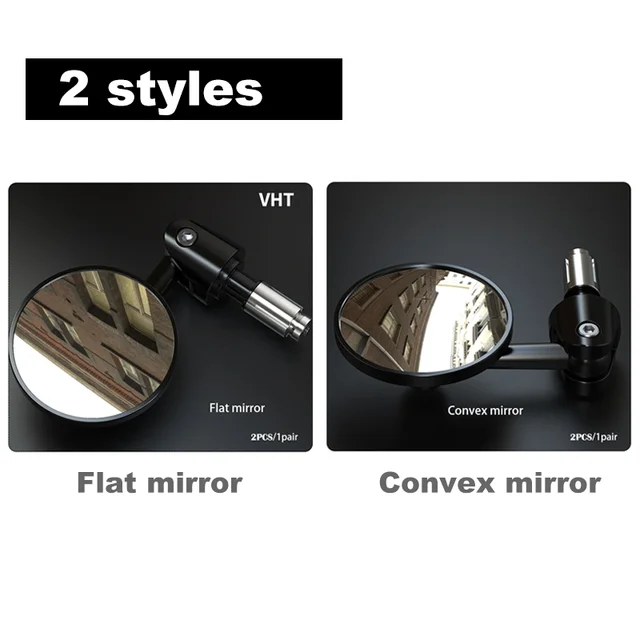 2pcs Motorcycle Rear View Mirrors Round 7/8" Handle Bar End Foldable Motorbike Side For Cafe Racer New Universal