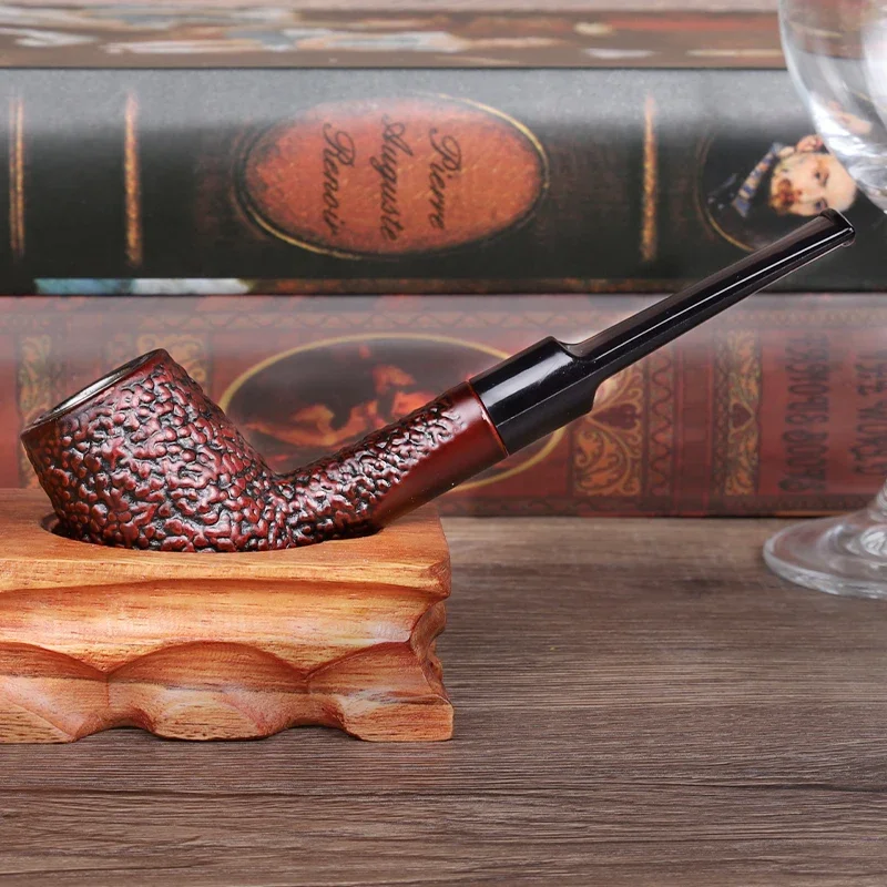 Classic Straight Handle Resin Wood Tobacco Pipe with Filters for Father Smoke Tools tobacco pipe,smoking pipe