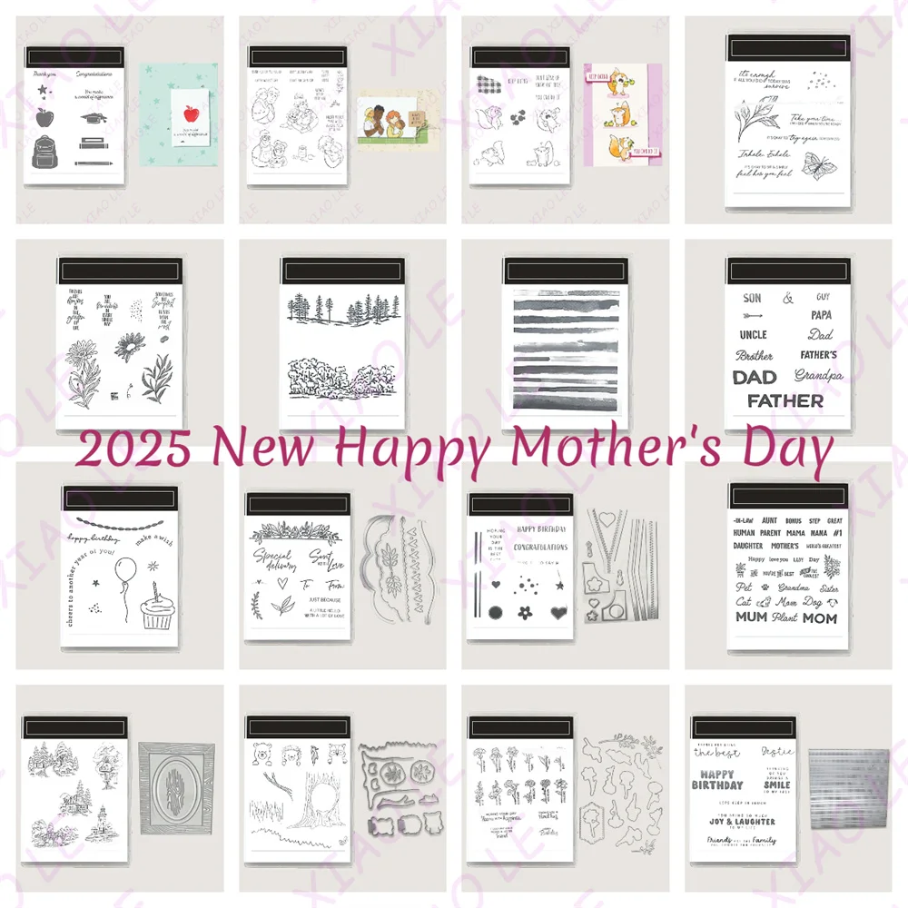Happy Mother's Day Thank You Clear Stamps and Metal Cutting Dies Sets for DIY Craft Making Greeting Card Scrapbooking Decoration