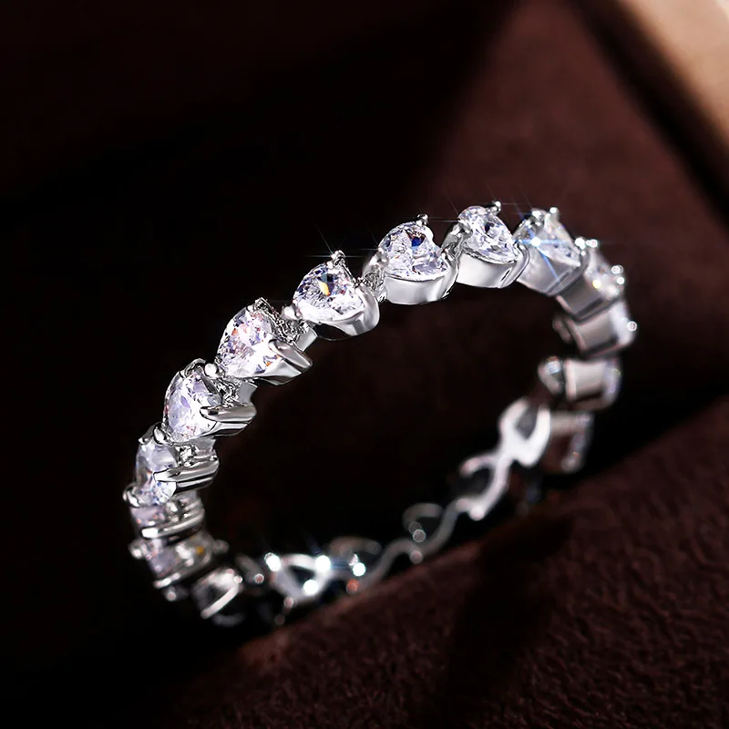 Fancy Heart Rings Finger Rings Fashion Rings Engagement Rings Zircon Rings Fashion Ring Crystal Rings Metal Rings Stone Rings For Girlfriend Silver Color Brilliant Zirconia Fashion Jewelry Women