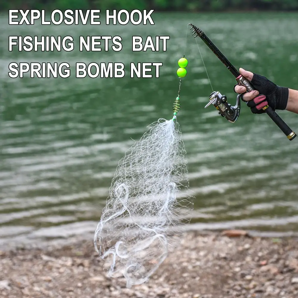 Multi Size Fishing Net Explosion Hook Trap Mesh Luminous Bead Netting Sea NetTackle Design Copper Shoal Cast Gill Feeder Trap