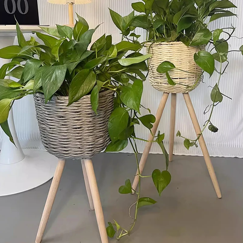 Modern Holder Plant Shelves Living Room Decoration Flower Shelf Balcony Plant Shelves PU Rattan Garden Furniture Plantenrek FYPS