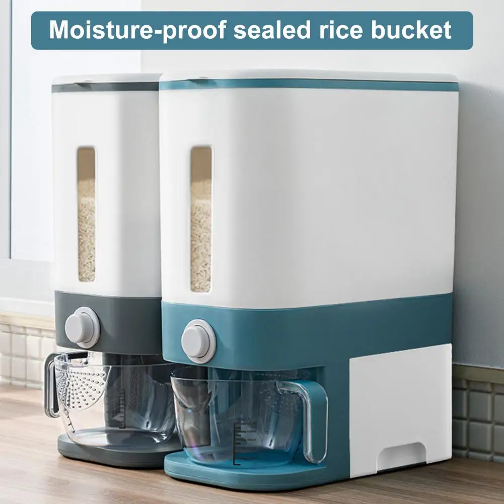 

Grain Rice Storage Box Measuring Cup Sealing Ring Leakproof Moisture-Proof Dustproof No Odor Dry Food Dispenser Kitchen Case