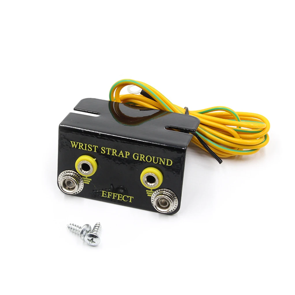 5pcs Ground Socket Cordless Discharge Cables Dual Plug L-Shaped Sockets Electrostatic Cord Anti-Static Wrist Strap Armband