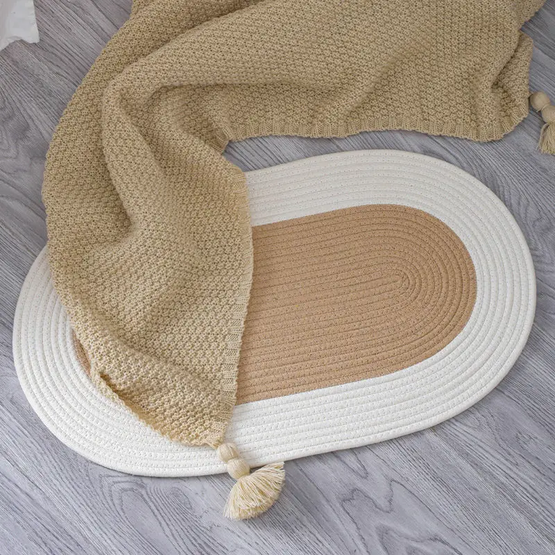 

Japanese-Style Cotton Thread Floor Mat Bedroom Bathroom Door Front Absorbent Non-Slip Floor Mat Household Oval Absorbent Mat