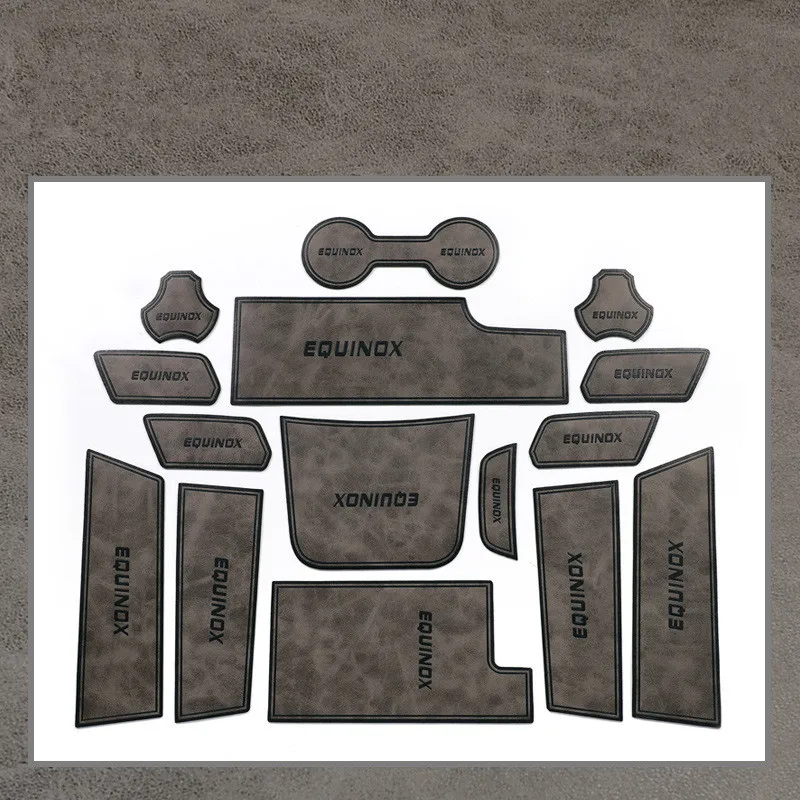 

15pcs Car Leather Door Slot Mat Storage Mat Coaster Anti-skid Mat For Chevrolet Equinox Left hand drive Auto Accessories
