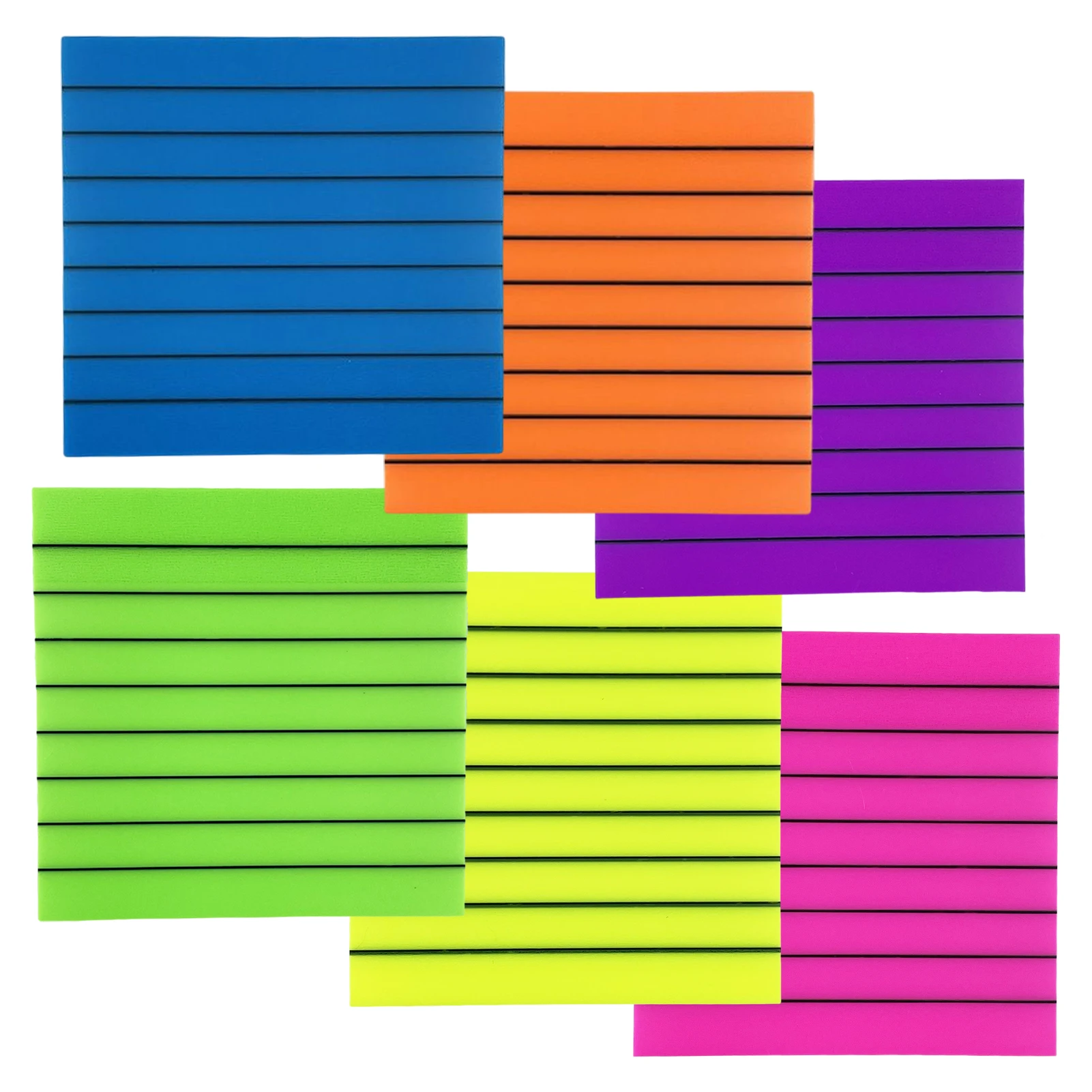 

6pcs Meeting Convenient Stationery Home Translucent Waterproof Practical With Lines Self Stick For Studying Book Sticky Notes