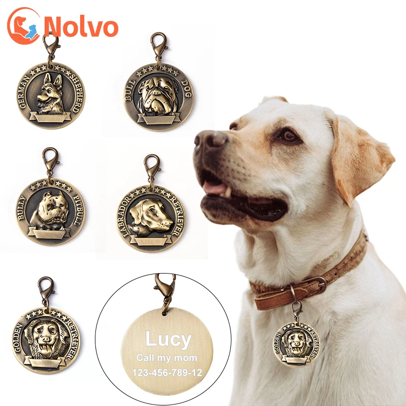 

Customizable Engraved Pets ID Tag for Dog Cat Bronze Nameplate Tags Personalized Anti-lost Address Number Dogs Collar ID Pendant