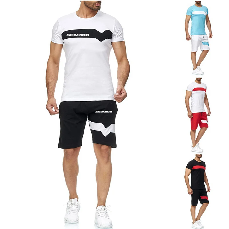 

Sea Doo Seadoo Moto Printed Summer Fashion Men's Suit Sportswear Tracksuit Sports Suit Short Sleeve T-Shirt Shorts 2 Piece Set