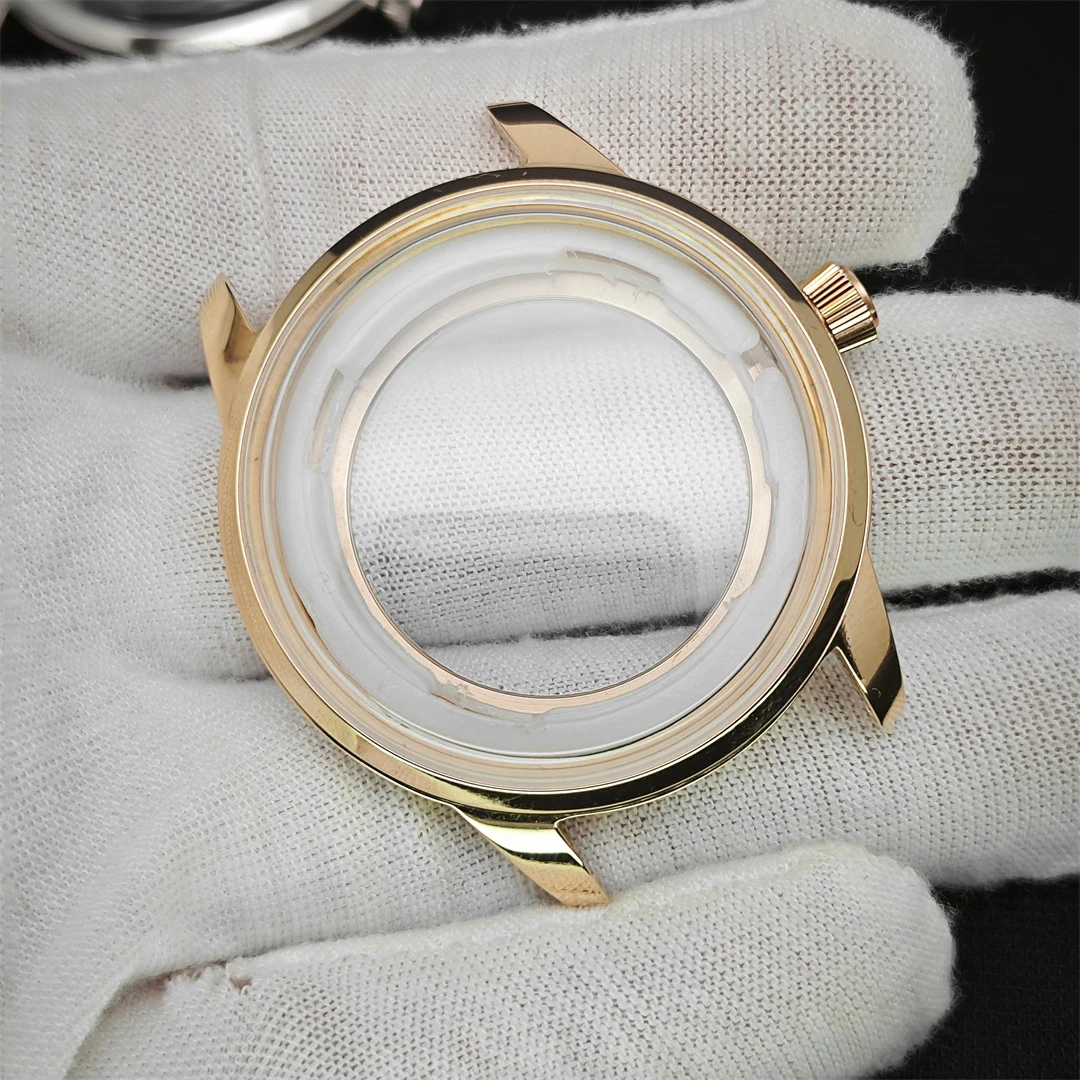 Elegant Silver Rose Gold Steel Cocktail Watch Case with Arch Glass