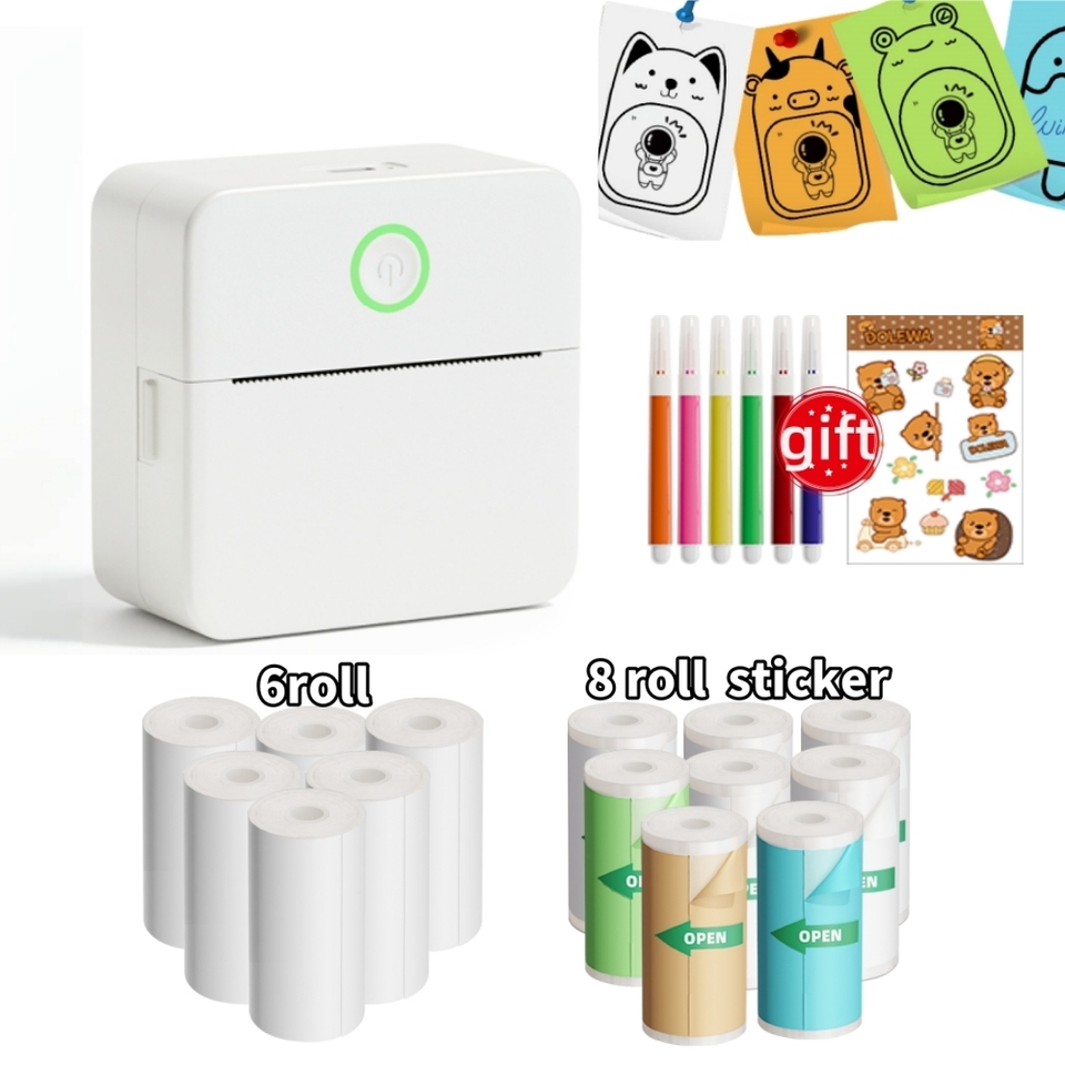 X6 Mini Printer Sticker Paper Error Printing Machine HD Photo Printer Label Maker for Journal Notes Memo Kids Toys Birthday Gift