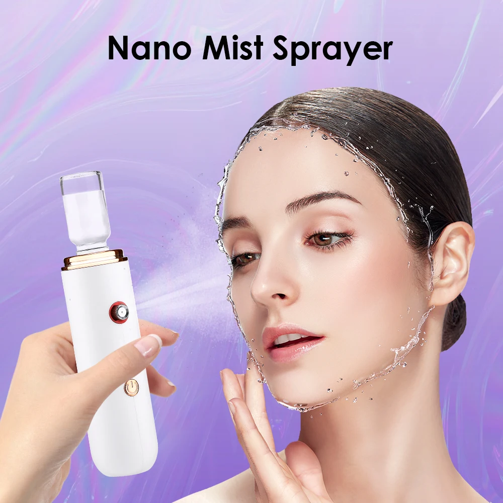 Nano Mist Sprayer Facial Oxygen Injector Red Blue Light Face Hydrator 3-speed Nano-atomized Water Molecules Handheld Portable