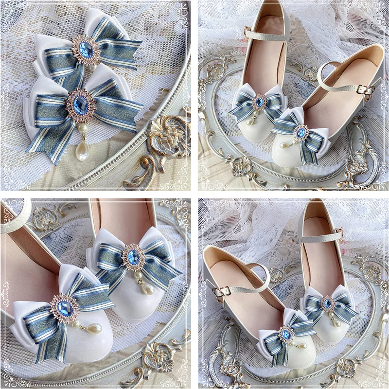 1 Pair Detachable Shoe Decoration PU Leather Slim Bow Shoe Clips Exquisite  Shoes Accessories for Wedding Party