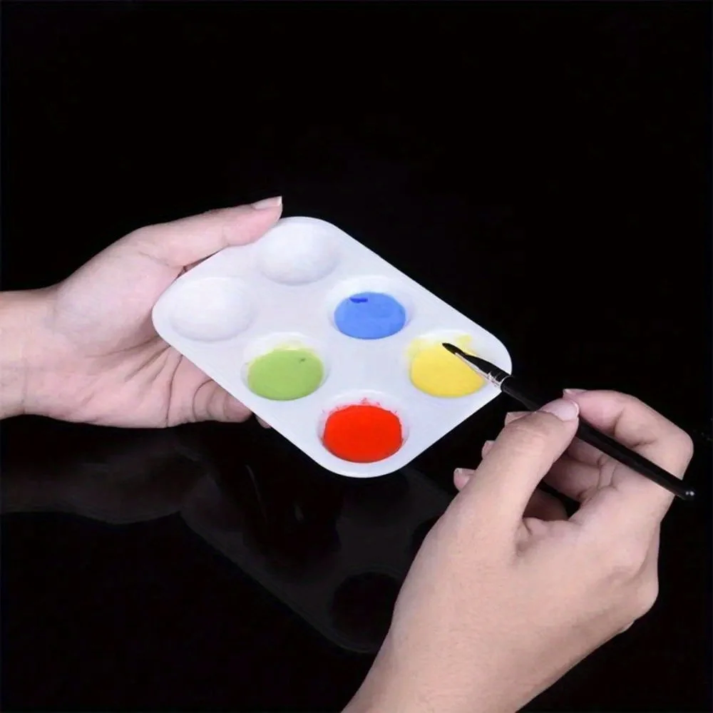 10PCS Paint Palettes 6 Well Rectangular Watercolor Palette Painting Tray, White