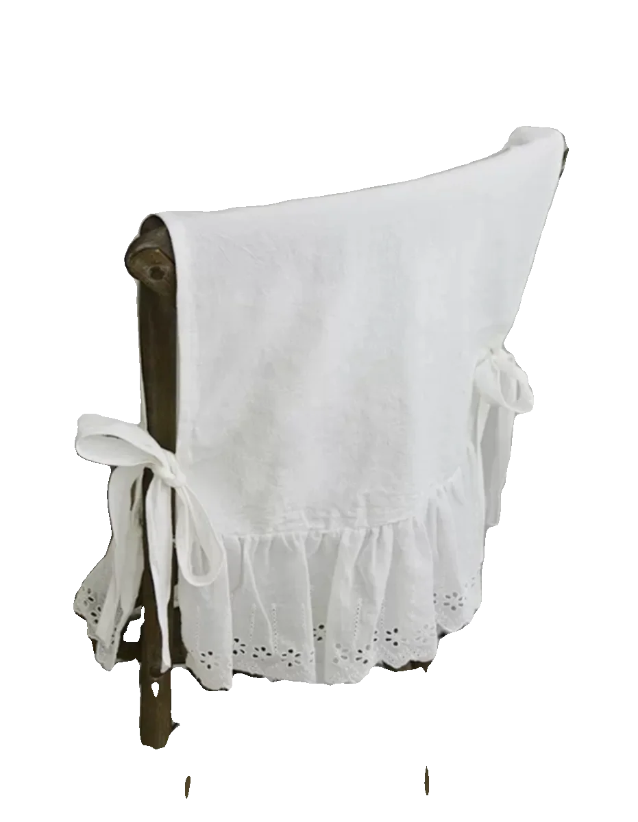 High-End White Pure Cotton Chair Cover with Hollow Embroidery Simple Modern Sle for Home Use  Color Barest Cover