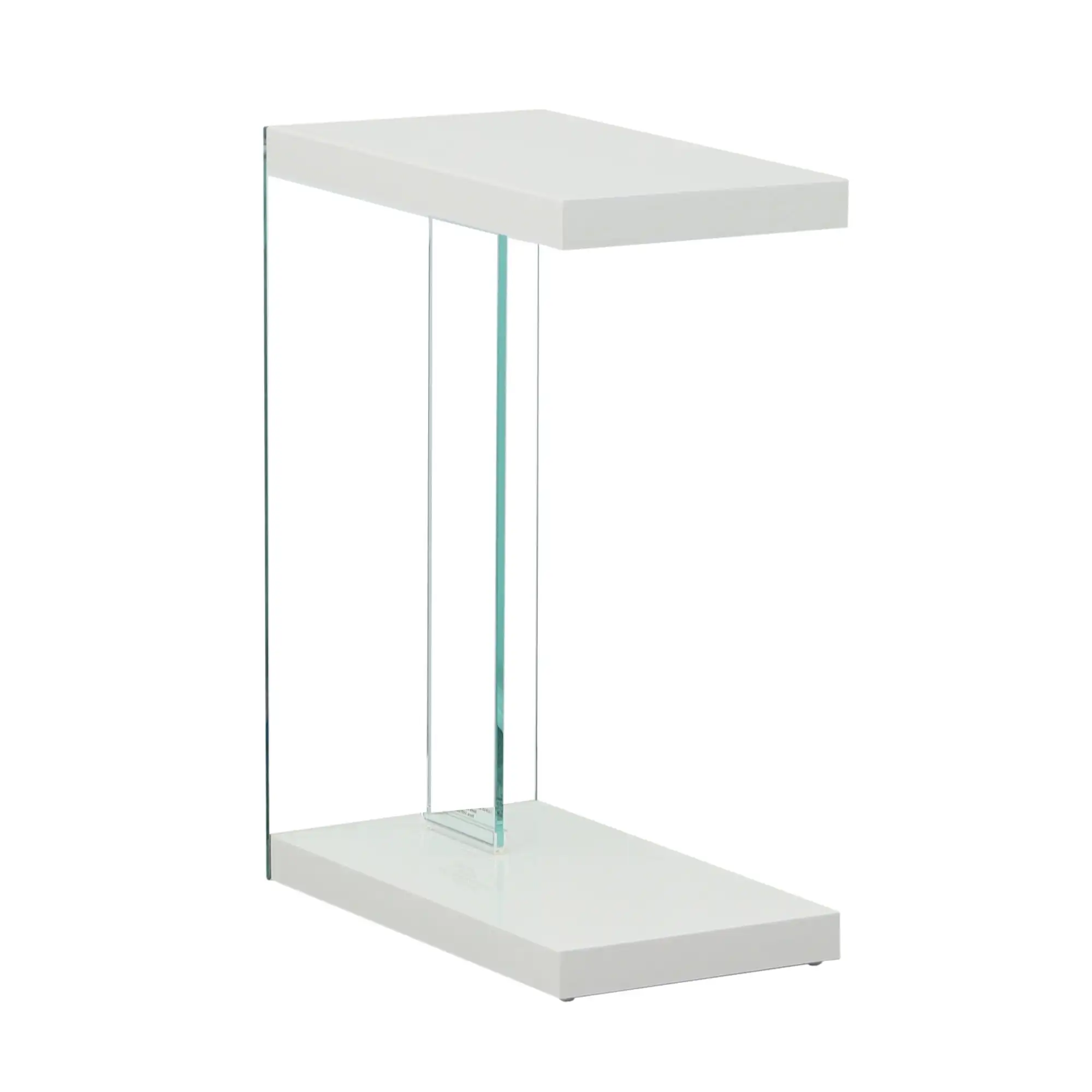 

Elaina Chairside End Table in White with tempered glass muebles