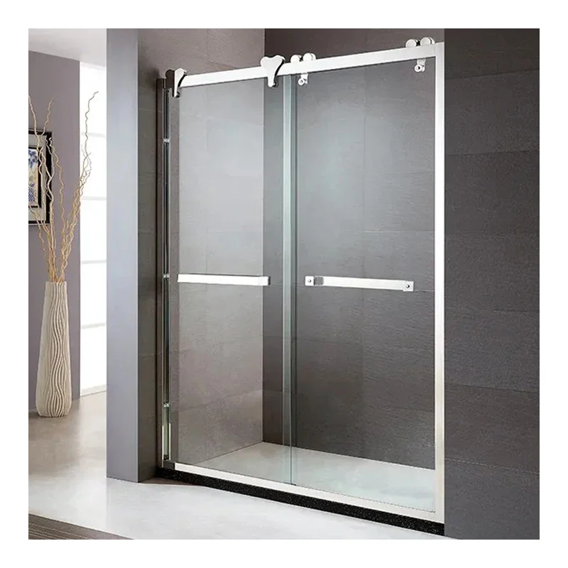 Freestanding Rectangular Stainless Steel Frames Sliding Track Bathroom Waterproof Glass Shower Room With Sliding Door