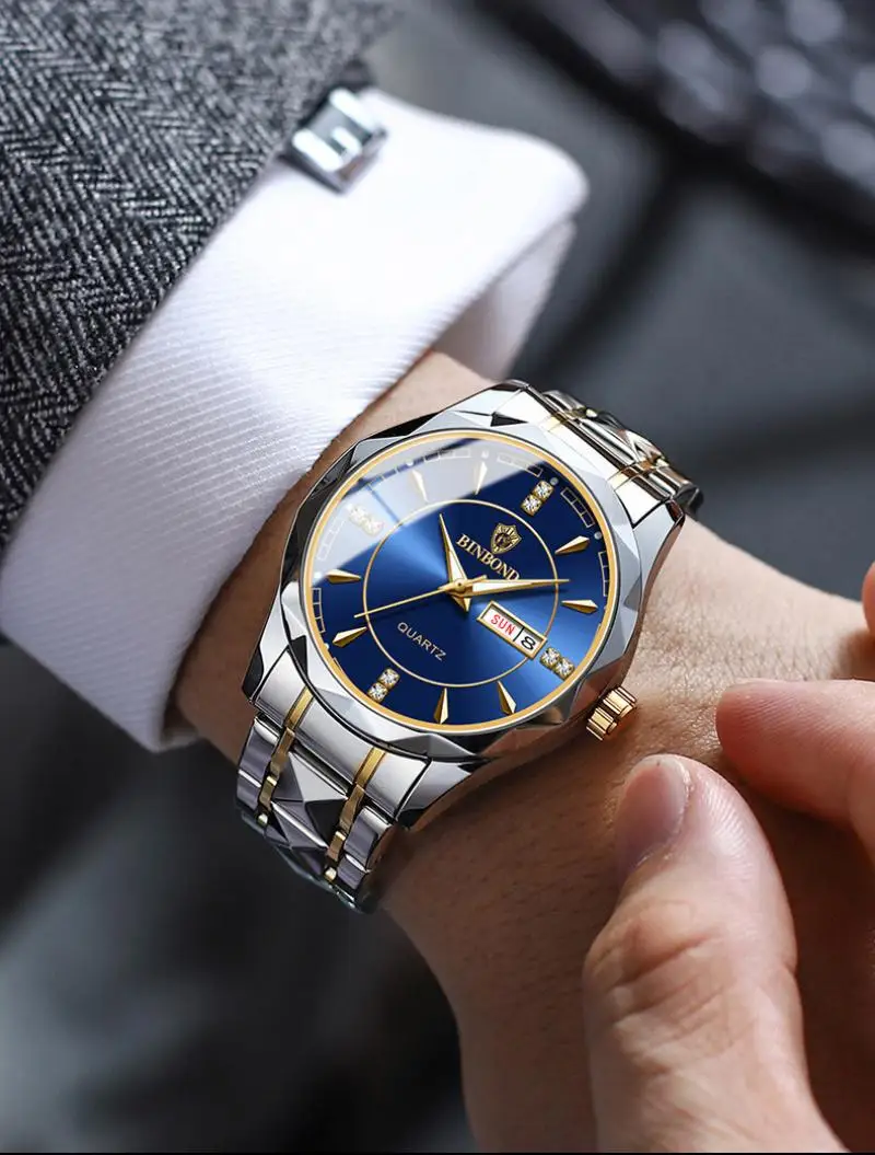Top Brand Men Women Couple Watches Pairs Gold Stainless Steel Belt Watches Luxury Business Luminous Clock Relogio Masculino