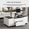 Modern White Lifting Glass Coffee Table, Multifunctional Table with Drawers and Storage 5