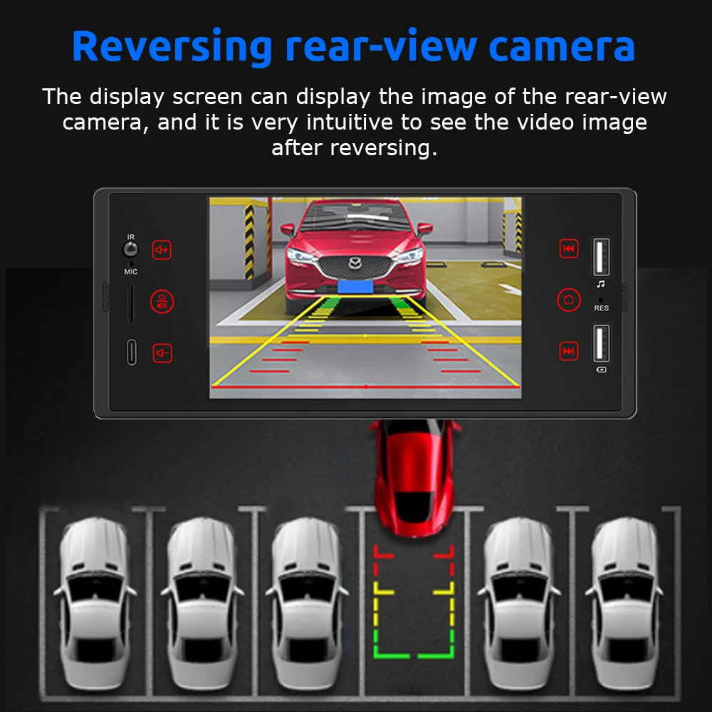 Фото Автомагнитола ESSGOO 1Din, mp5-плеер, Авторадио, стерео 5 дюймов IPS экран, Bluetooth Mirrorlink Тип C, универсальный мультимедийный плеер для автомобиля №5