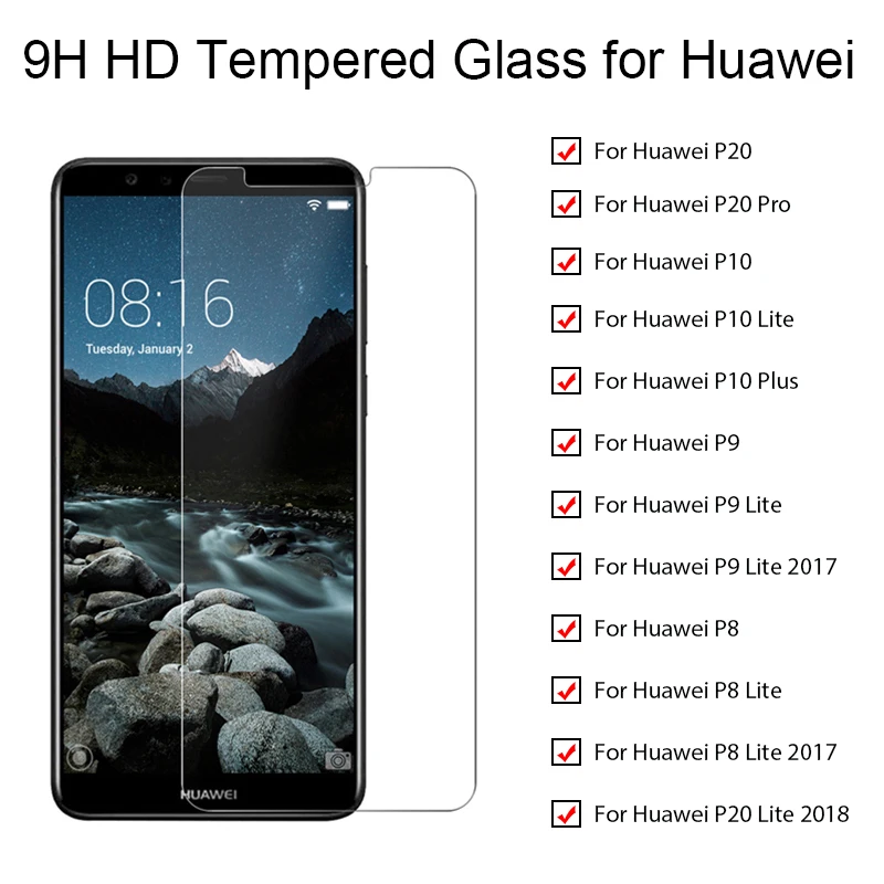 

Protective Glass For Huawei P20 Lite P20Pro Screen Protector P10 P9 P8 Plus 9H Tempered Glass for P 20 10 9 8 P20lite Film